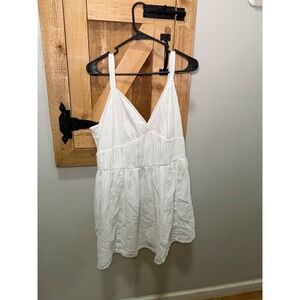 American Eagle White Eyelet Mini Dress Womens XXL Smocked Back V-Neck Sun Dress